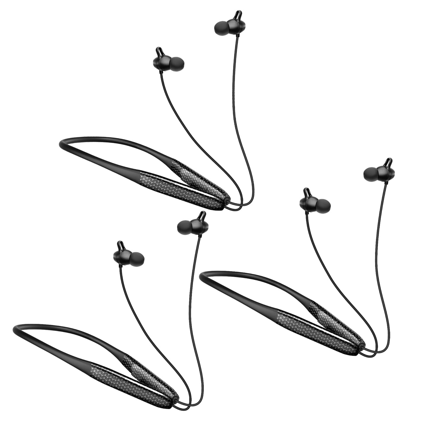CXPSUE Neckband Bluetooth Headset | 3-Pack Set |60-Hour Endurance | ENC Noise Reduction | 10-Min Charge for 10-Hour Use (3Black)