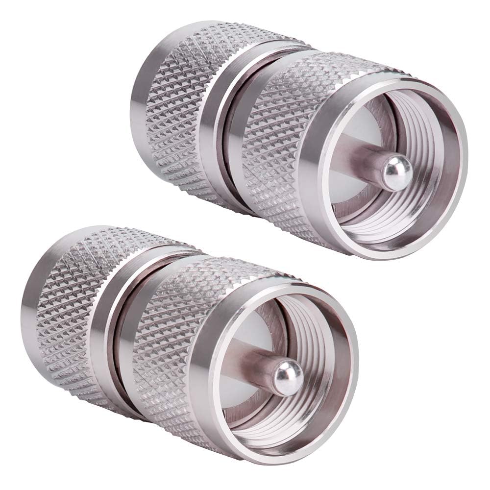 MOOKEERF 2PCS UHF PL259 Male to Male Adapter Low Loss UHF PL-259 Connector