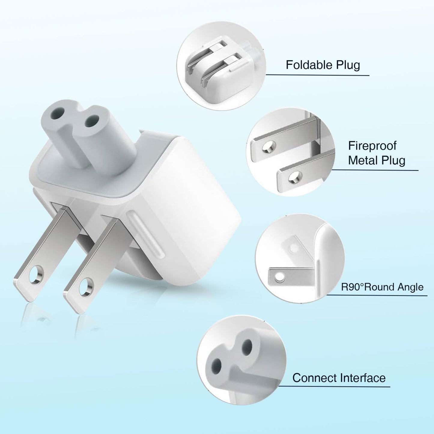3-Pack Duck Head Wall Adapter Plug,US Standard Plug Duck Head Compatible with Mac Book/Phone/i Pod/i Book Power Adapter
