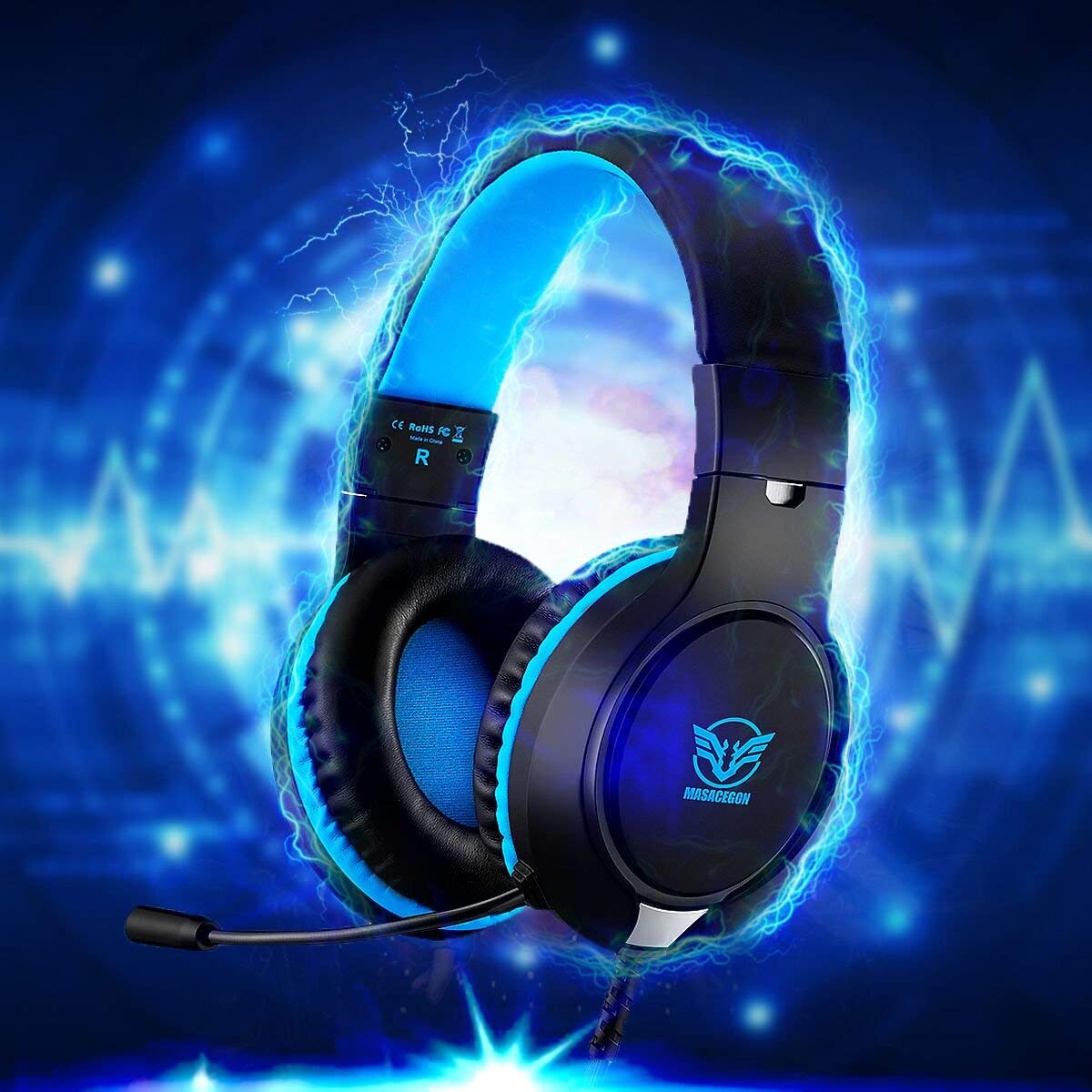 Gaming Headset for Nintendo Switch, Xbox One, PS4, PS5, Bass Surround and Noise Cancelling with Flexible Mic, 3.5mm Wired Adjustable Over-Ear