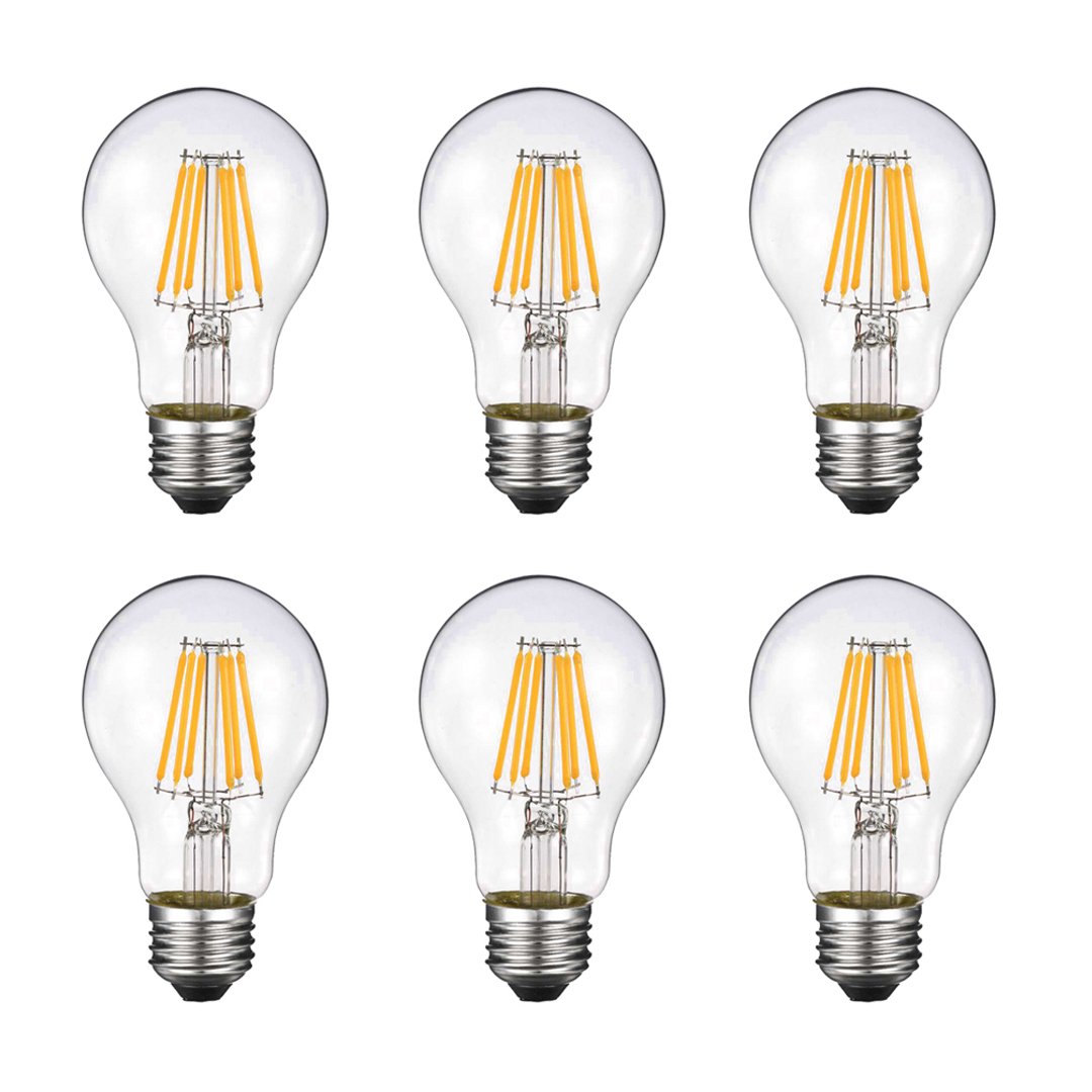 YFXRLIGHT Vintage Edison LED Bulb, Dimmable 6W A19 Antique LED Bulb, 60 Watt Equivalent for Ceiling Fan and Pendant Lighting, E26 Clear Glass Cover