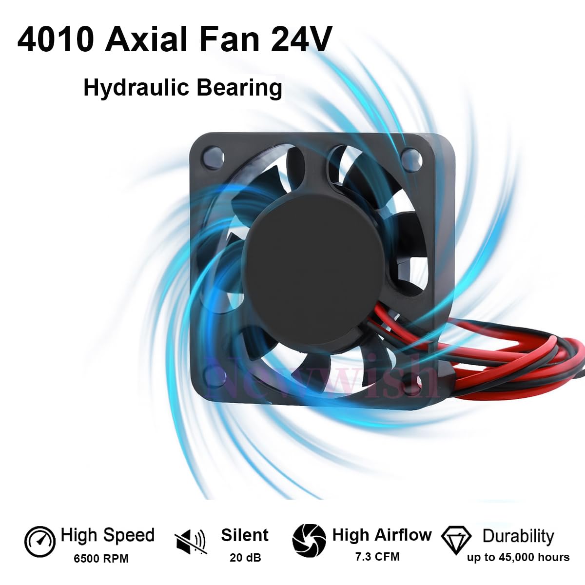 Newwish 4010 Axia Fan DC 24V,40mm x 40mm x 10mm Hydraulic Bearing Low Noise Silent Brushless Cooling Fan for 3D Printers Extruder Hotend.(2PCS)