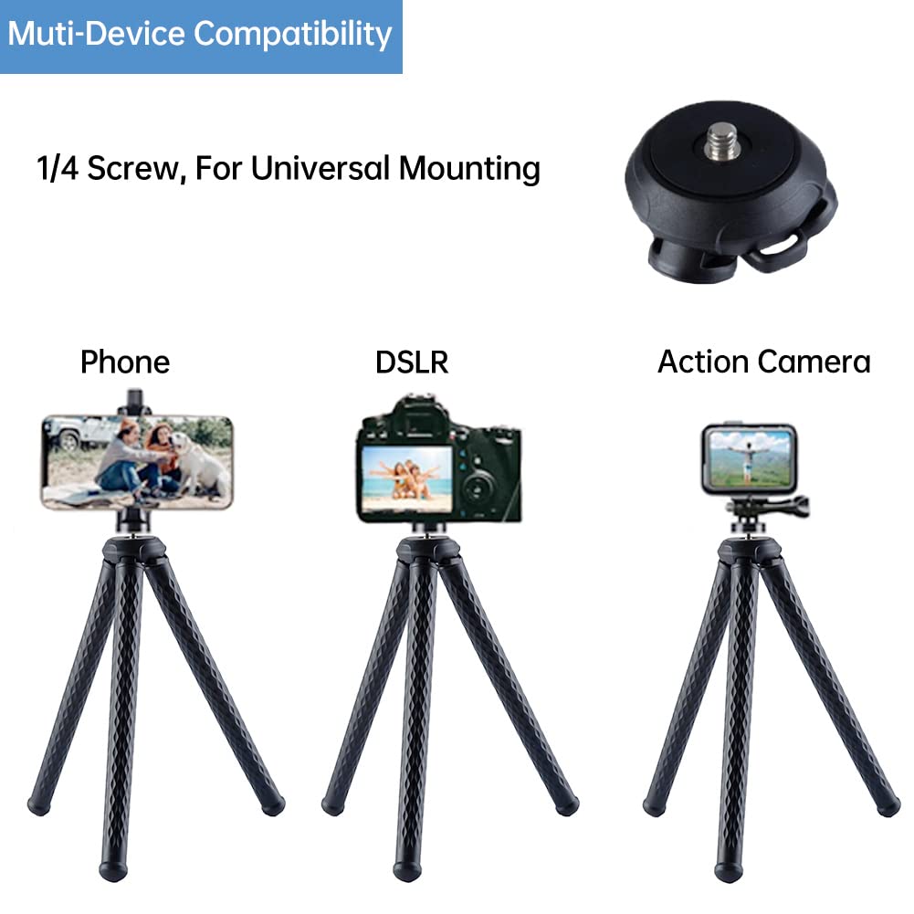 Fugetek Flexible Phone Camera Tripod Stand Holder, with Bluetooth Remote, Compact, Adjustable Legs, Durable Design, Waterproof, GoPro, iPhone XR/XS