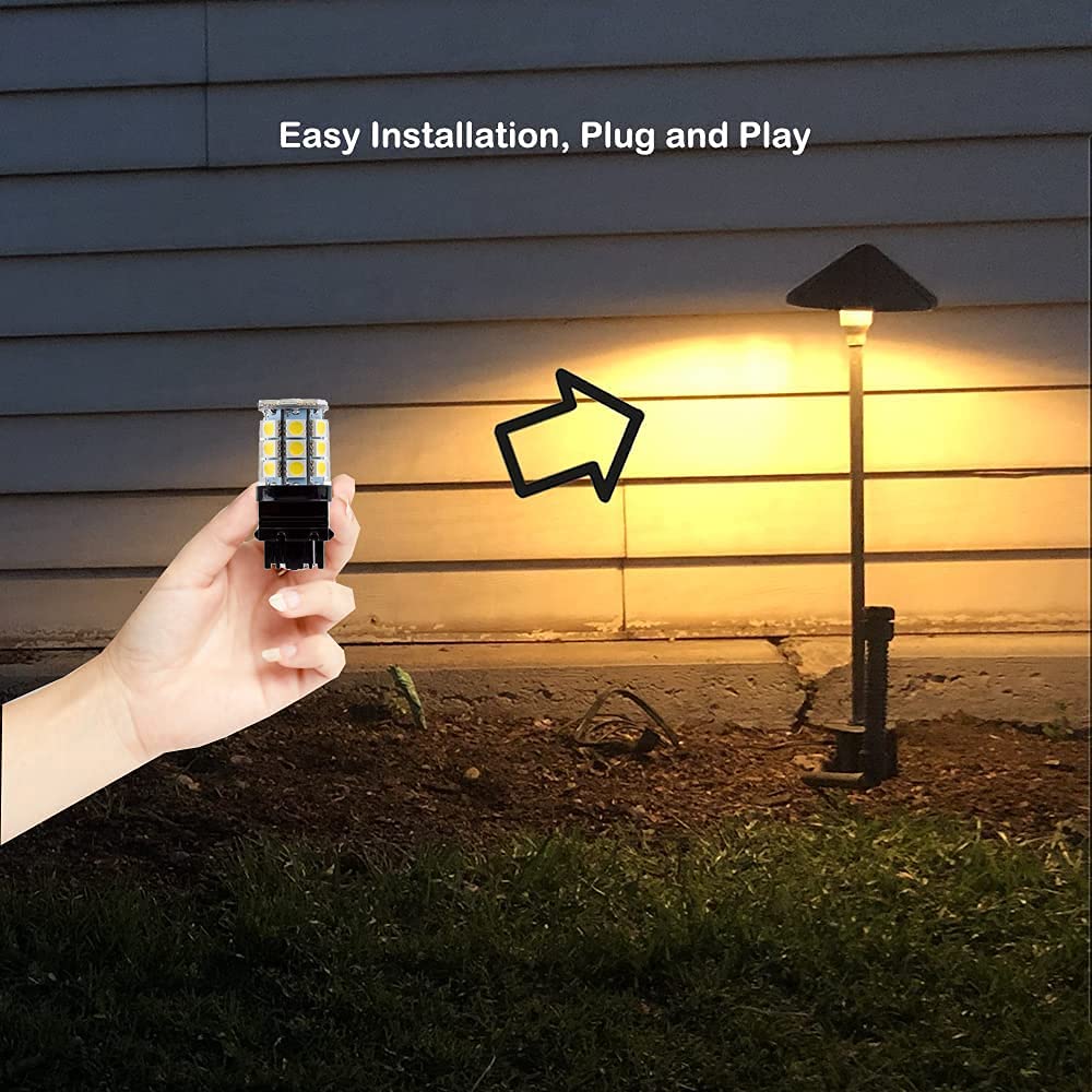 Makergroup S8 3156 Wege LED Bulbs, S-8 3156K Plastic Base Bulb, 4W Warm White 2700K-3000K, 12V Low Voltage for Outdoor Landscape Lighting Pathway