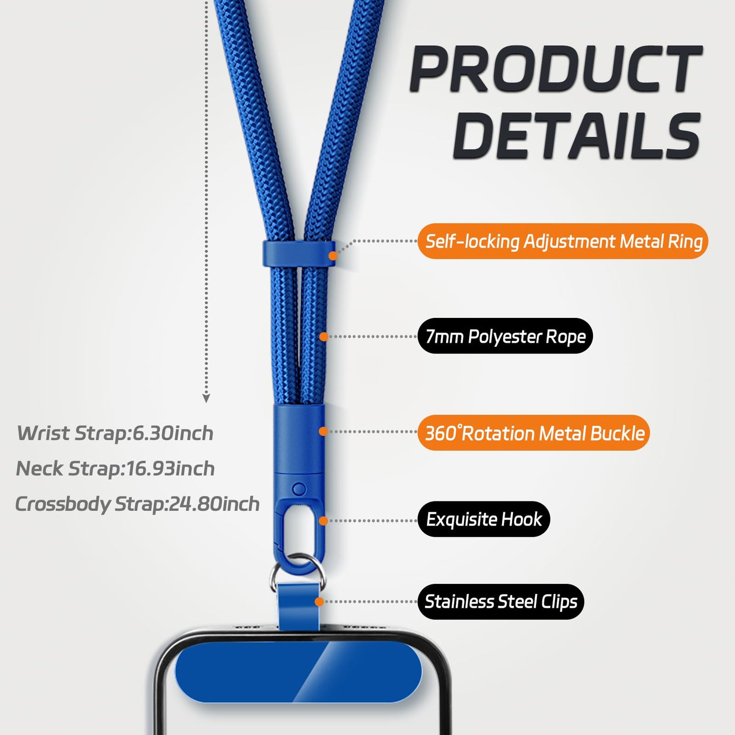 KITANIS 2 Pack Phone Lanyard,2×Phone Wrist Strap,4×Tether Tabs,Universal Cell Phone Multifuctional Patch Polyester Lanyards,Cell Phone Hand Strap