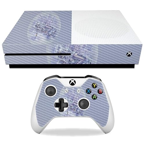 MightySkins Carbon Fiber Skin for Microsoft Xbox One S - Ice Fairy | Protective, Durable Textured Carbon Fiber Finish | Easy to Apply, Remove,