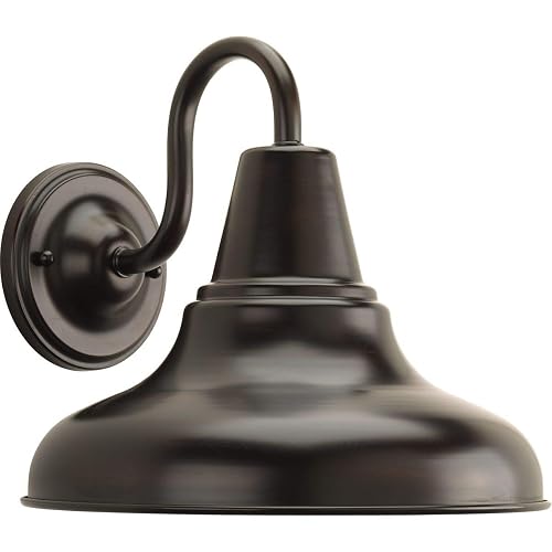 Progress Lighting P5623-20 District Collection 1-Light Farmhouse Outdoor Wall Lantern Light, Antique Bronze, 12" W x 10-1/2" H