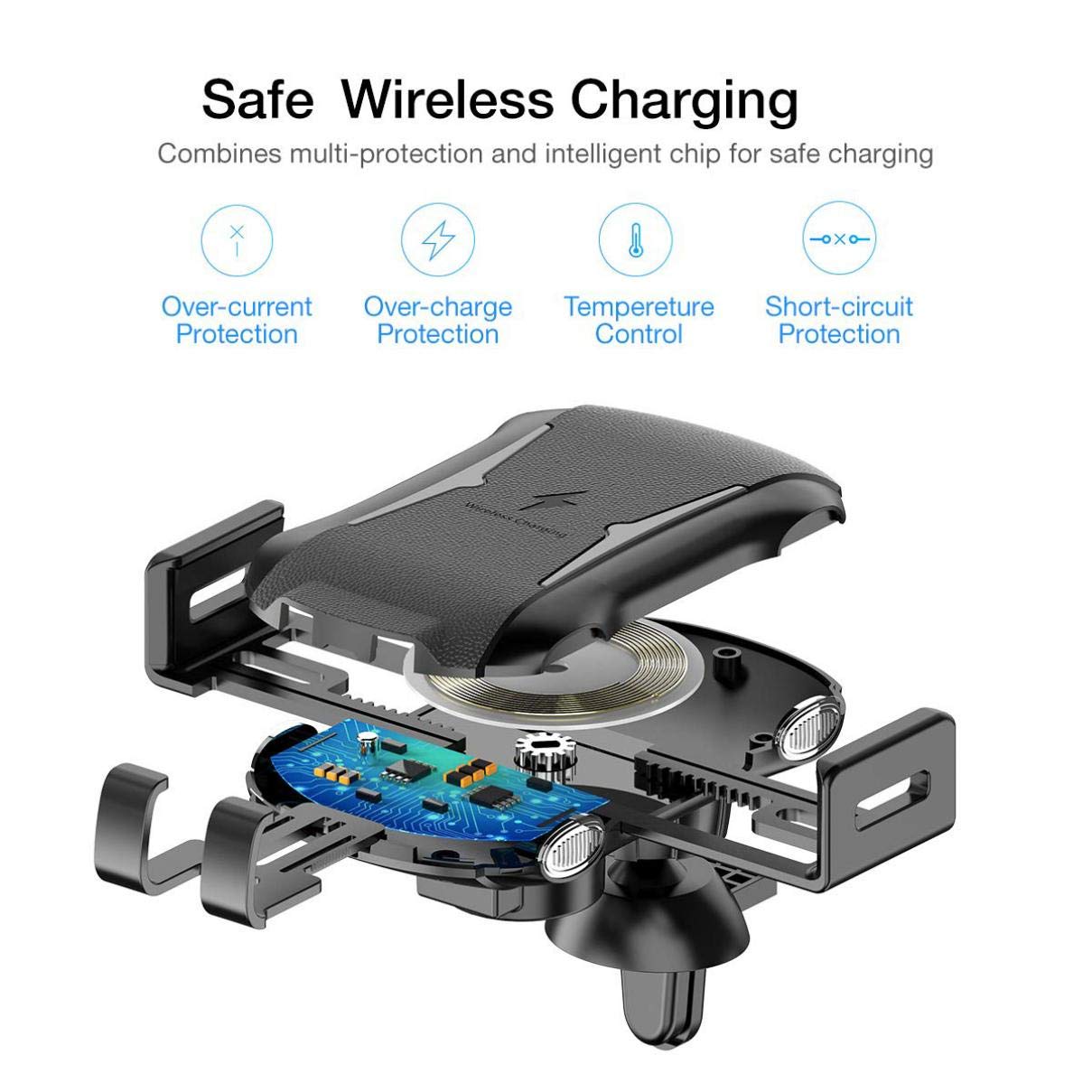 ANSEWIRELESS Car Wireless Charger Mount Compatible with LG V40 ThinQ Phone, Air Vent Holder Fast Charge Cradle Dock Auto Sensor 10W and 7.5W AC Louver