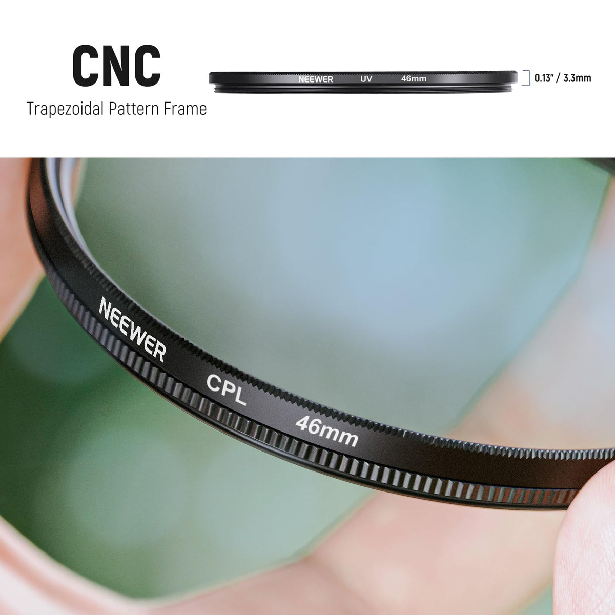 NEEWER 46mm ND Filter Pack and Lens Accessories, ND2 ND4 ND8 UV FLD CPL Filter Kit with Lens Cap