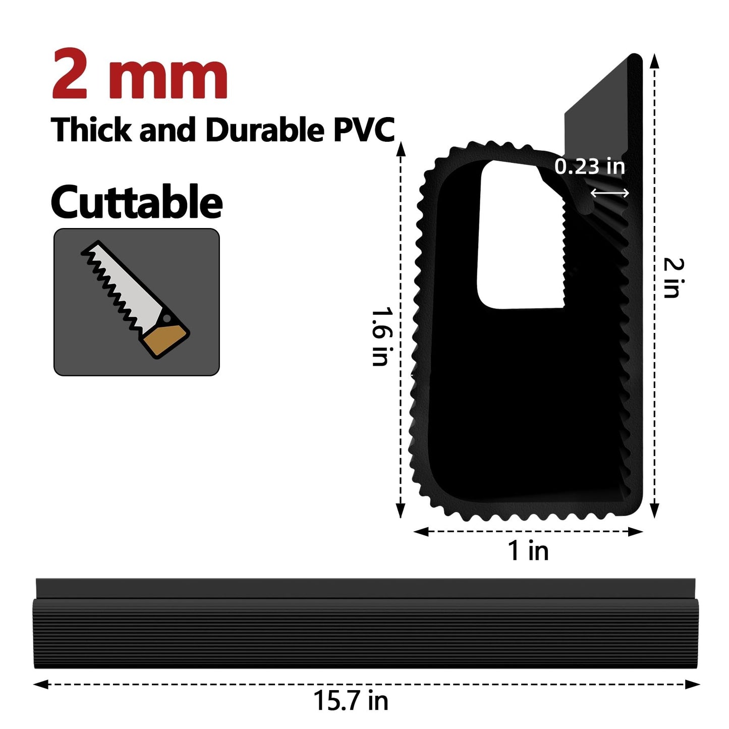 Under Desk Cable Management, 15.7 in Computer Cable Management Black, 6Pcs Self-Adhesive J Channel Wire Raceway, Computer Cord Hider for Home &