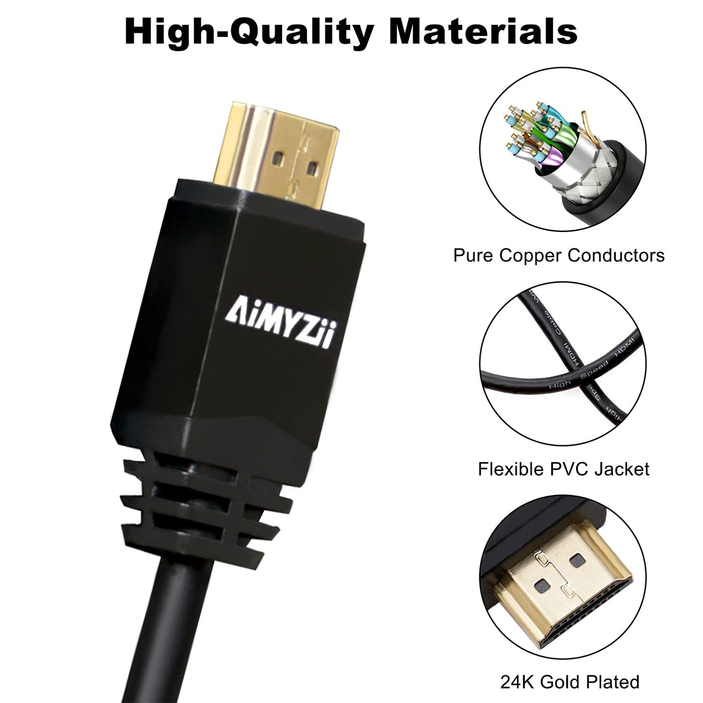 Aimyzii HDMI Cable 100 Feet 4K HDMI 2.0 Cable with Built-in Signal Booster Support 4K 3D 2160P 1080P HDCP2.2 Ethernet ARC and Bandwidth 18Gbps-Black