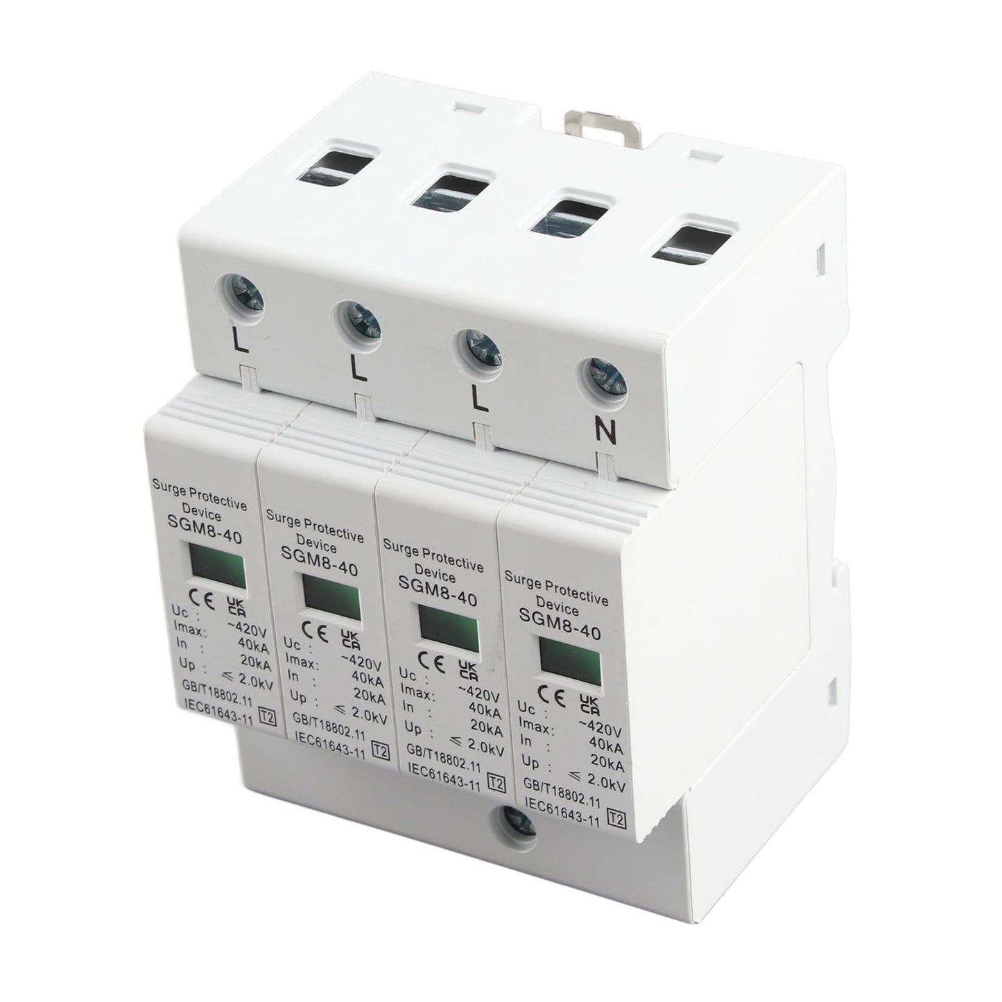 4P 40KA House Protector,220V Protective Device,Din Rail Low?Voltage Arrester,Fire Proof,High Conductivity,Quick Response,for Protect Electric