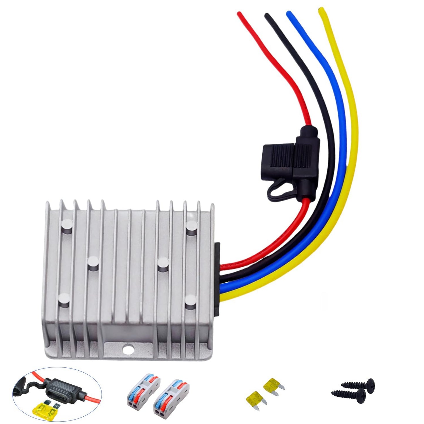 DC-DC 20A 240W Power Converters 48V 36V Step Down to 12V Converter Golf Cart Voltage Reducer Regulator Waterproof Transformer with Fuse
