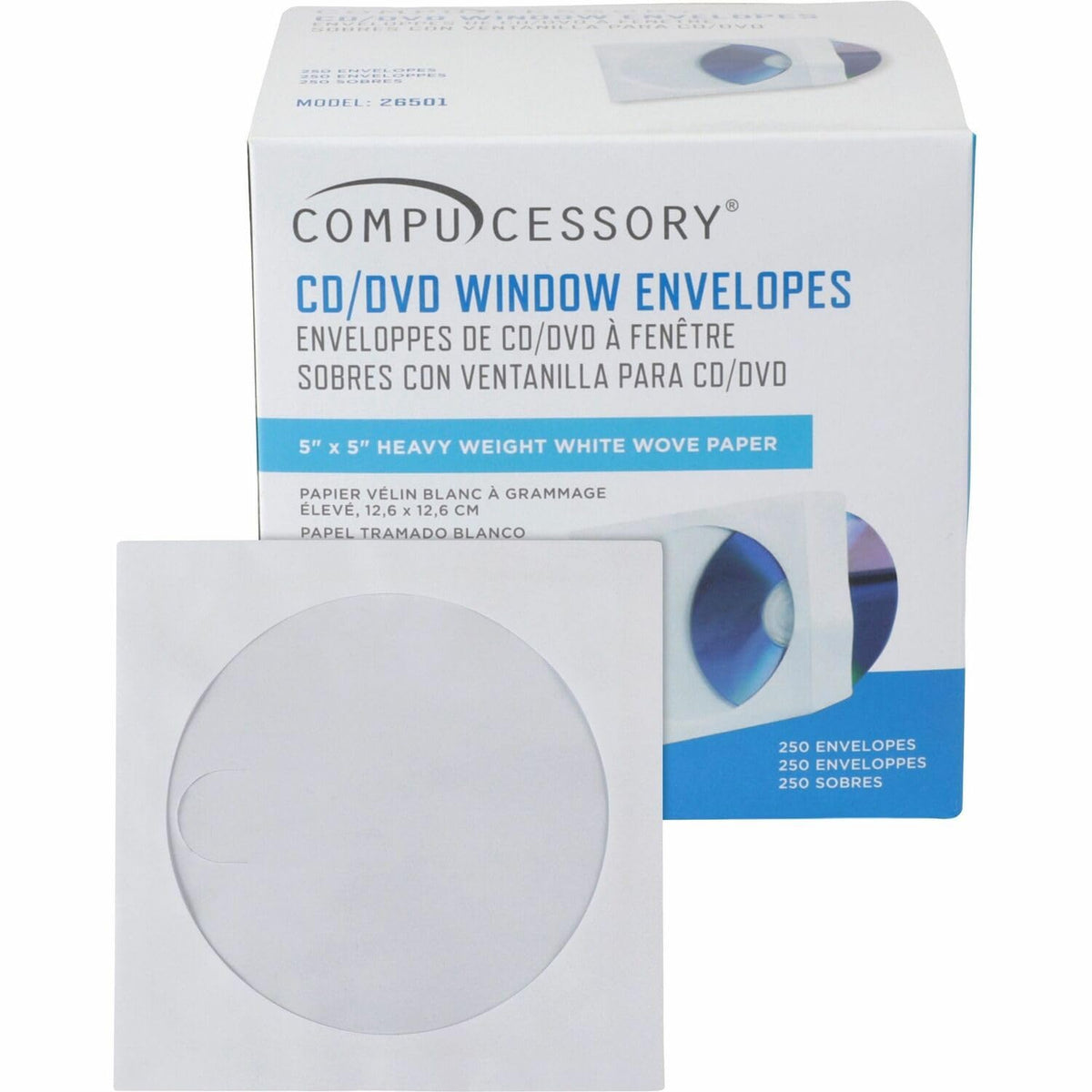 Compucessory CCS26501 - CD/DVD White Window Envelopes
