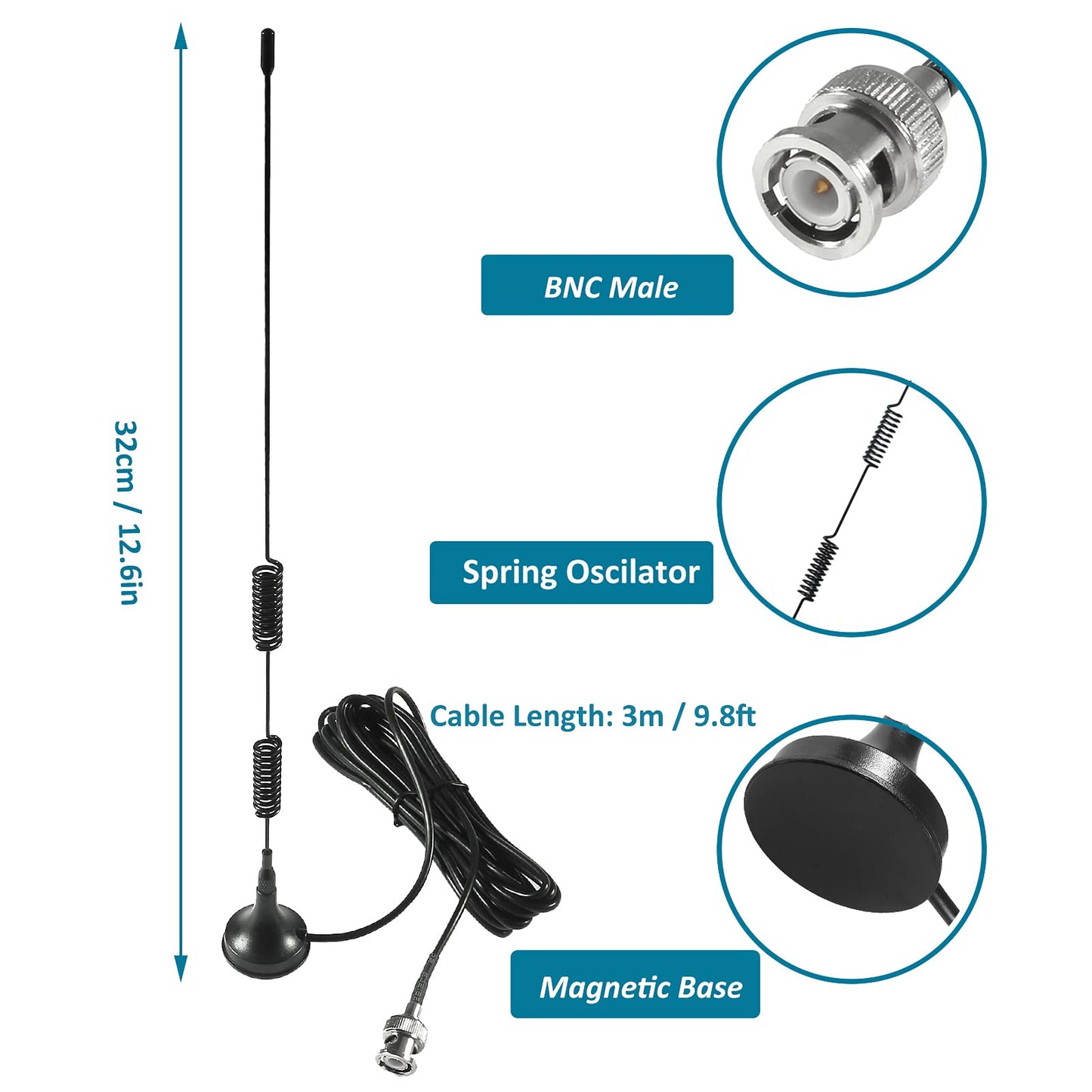 AEDIKO 2pcs Police Scanner Antenna - 20-1300MHz Radio Scanner Antenna for Police Radio Scanner