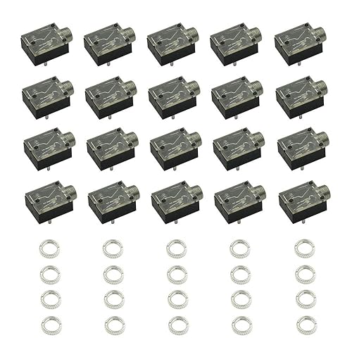 Hxchen 20Pcs 3.5mm (1/8inch) Plastic PCB Mount 5-Pin Mono and Stereo Socket Audio Connector PCB Panel Mount PJ-324M