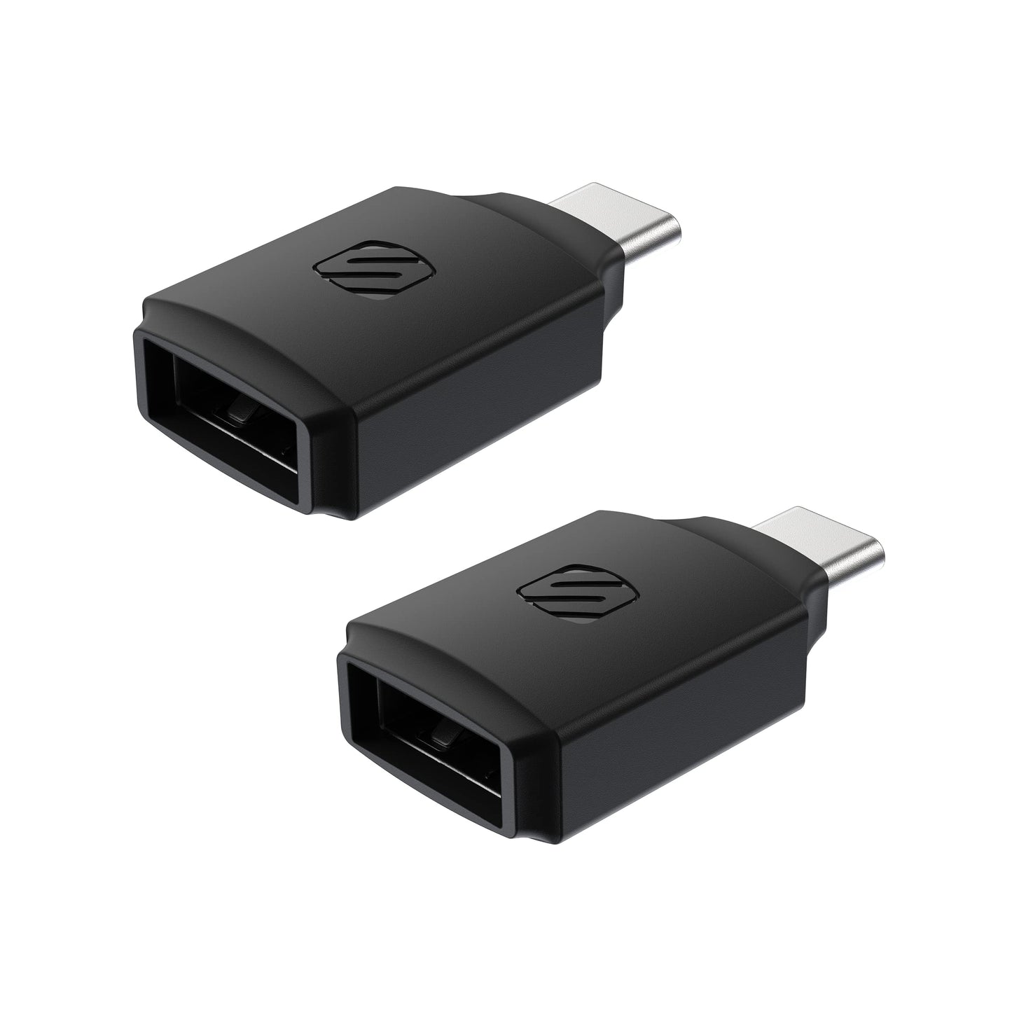 Scosche CAA2PK-SP Strikeline USB Type-A to USB Type-C Adapter 2-Pack - Black