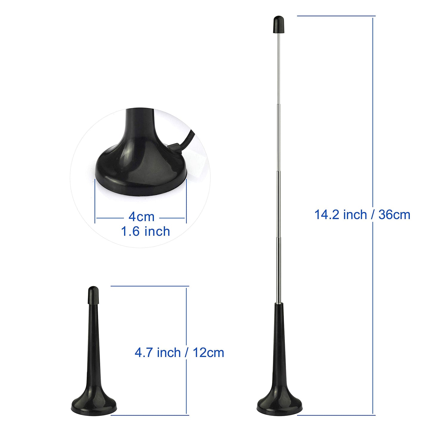 Bingfu Magnetic Base Telescopic FM Antenna and AM Loop Antenna for Pioneer Onkyo Yamaha Marantz Indoor Digital HD Radio FM Bluetooth Home Stereo