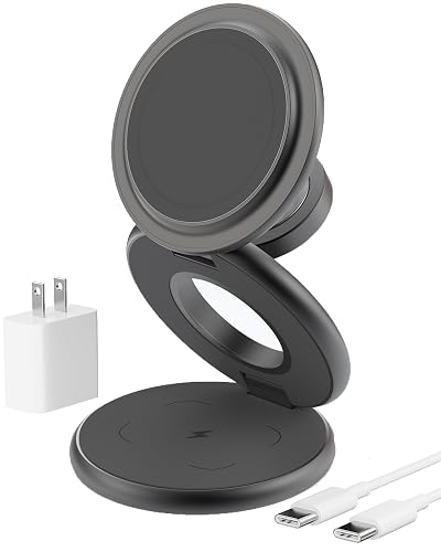 KU XIU X63 3 in 1 Charging Station for Apple, Aluminum Alloy Foldable Magnetic Wireless Charger, Travel Charger for iPhone 17/16/15/14/13/12 Series