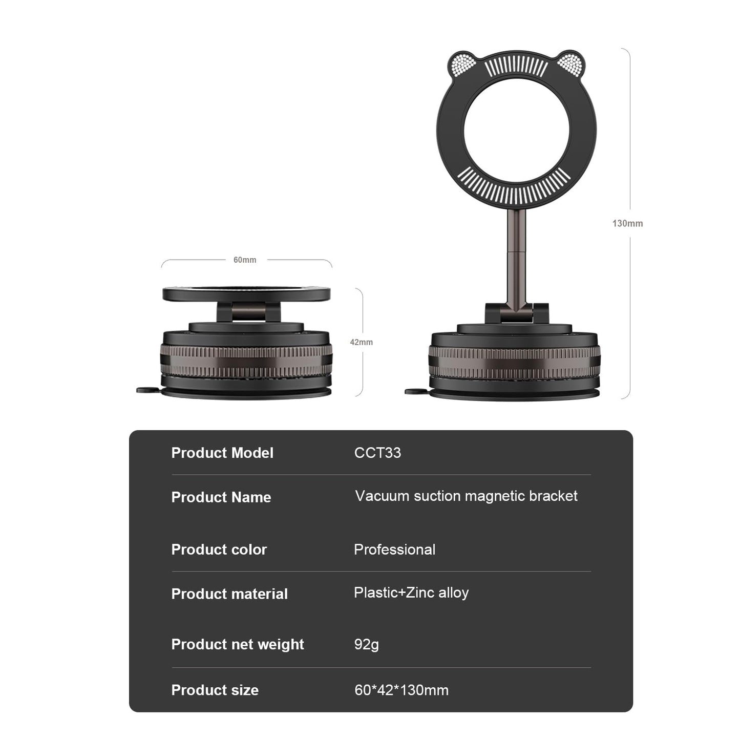 Nanogel foldable vacuum magnetic phone holder, washable strong suction cup holder, suitable for all smartphones, can be used on smooth surfaces such