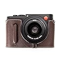 DBZZ Vintage Genuine Leather Camera Case?Half-Wrap Camera Protector For Leica Q (Mocha-white line)