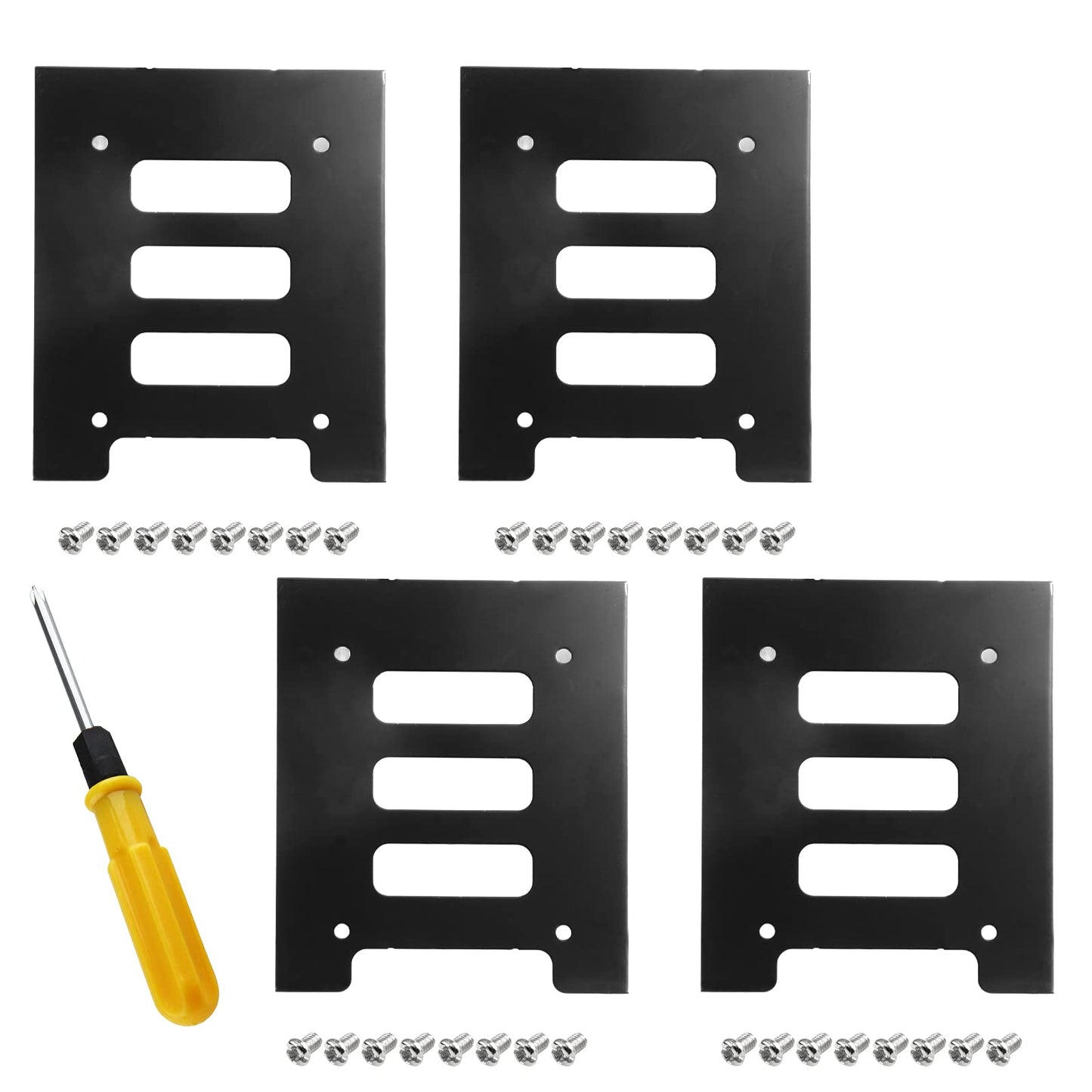 suiwotin 4PCS SSD Bracket 2.5 to 3.5 Adapter, SSD HDD Hard Disk Drive Bays Holder, SSD Mounting Bracket Kit Metal Mounting Bracket Adapter