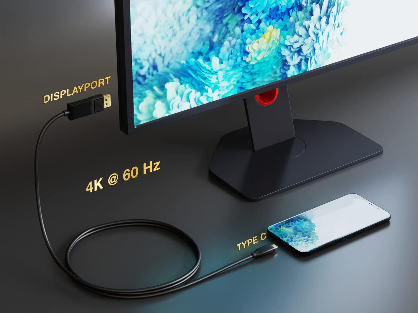 Cable Leader USB 3.1 Type C Male to DisplayPort 4K @ 60Hz Male Cable, Black 3 Foot