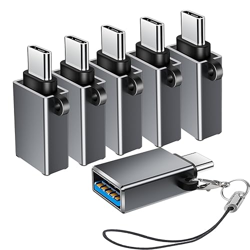 BaseNew USB C to USB Adapter 6 Pack,Type C to USB Adapter,USBC Male USBA Female OTG Adaptor,USBC Adapters for iPhone 17 16 15,MacBook Pro Air,iPad…