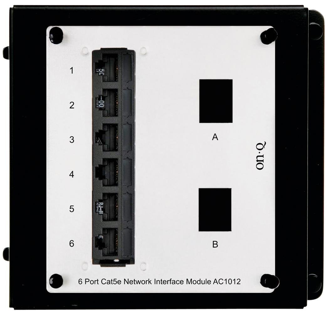 Legrand - OnQ 6 Port Network Switch, Cat5e Network Interface Module, High-Density Mini Patch Panel with RJ45 Ports, 1 Count, AC1012