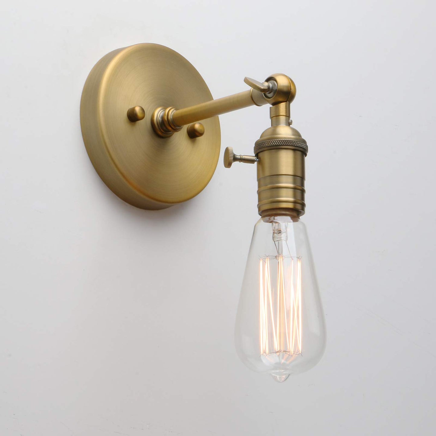 PERMO Industrial Mini Single Sconce Adjustable Simple Metal Wall Sconces Wall Mount Light Fixture, Hardwired, E26 Base, Gold