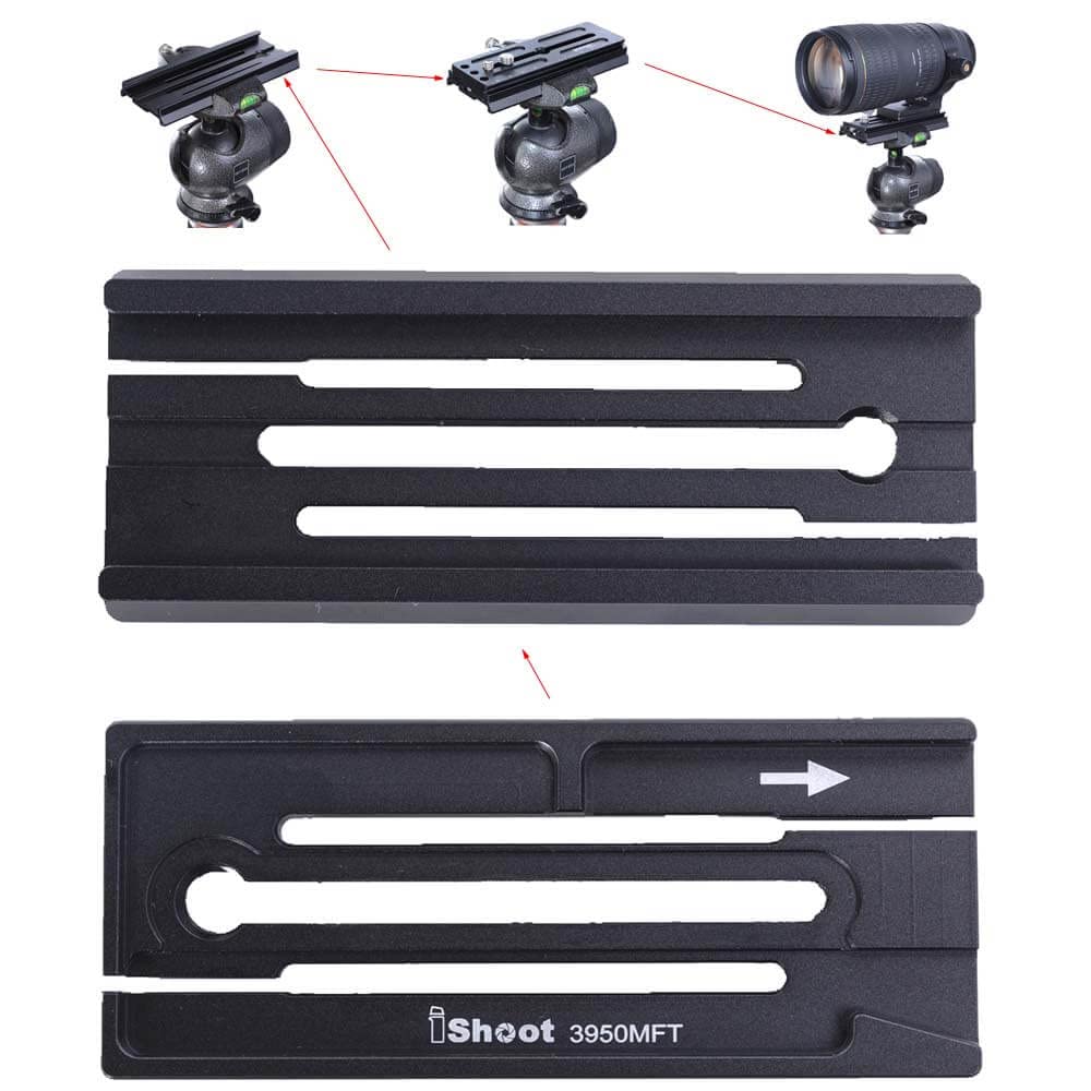 iShoot Clamp Converter Adapter for Convert 39mm Arca-Swiss Fit Camera Quick Release Plate to Compatible with Manfrotto Gitzo Tripod Fluid Head