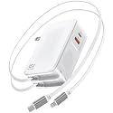 4-in-1 Retractable Charger with USB-C & Lightning Cable,45W GaN Wall Charge