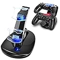TNP PS4 Controller Charger - Dual Charging Station for Playstation 4 Controller Charger with LED Indicator and IC Protection - Fast Dual USB Dualshock