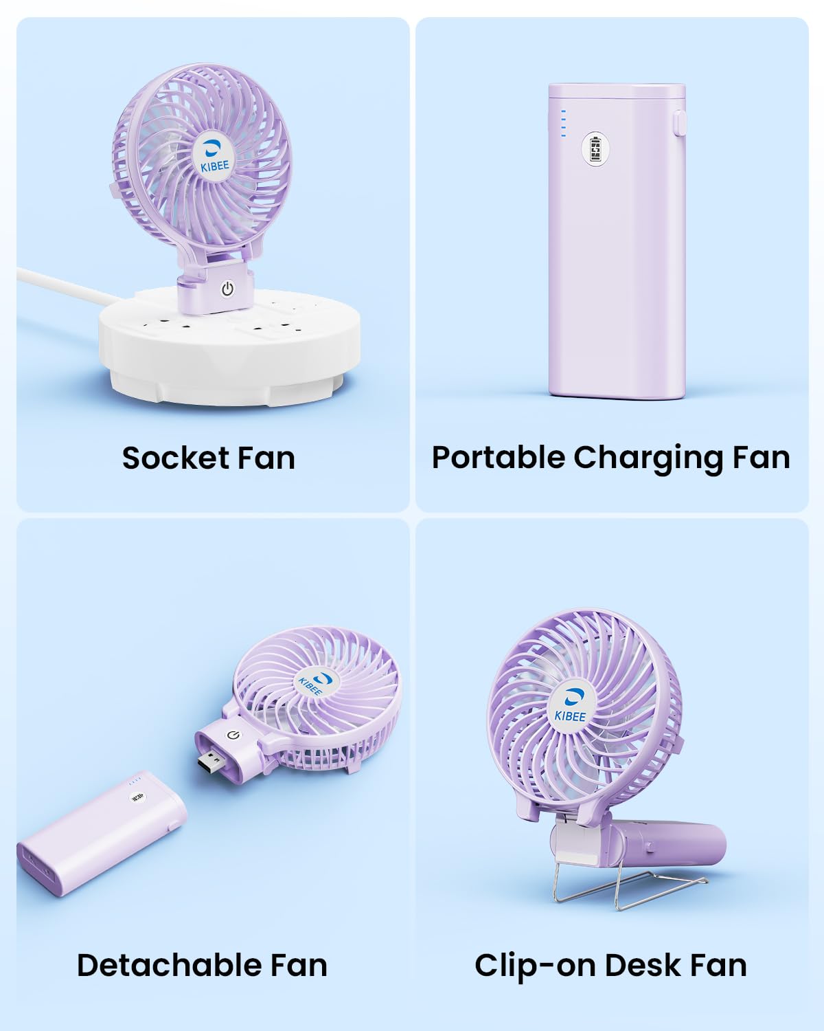 KIBEE Portable Handheld Fan, 5200mAh Rechargeable Mini Fan with Up to 20H Runtime, 180° Foldable Personal Fan, 3 Speeds, Desk Stand, Travel Essentials