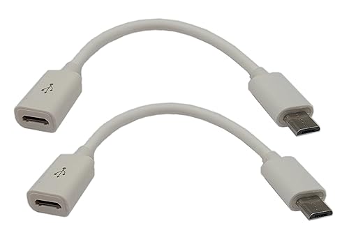 zdyCGTime 4.5Inch Cellphone/Tablet USB Micro Male to Female Sync & Charging Extension Cable(2 Pack White