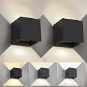 YCZM 2 Pack 3-Color Adjustable Modern Outdoor Wall Lights, 15W Square LED Exterior Wall Sconce, Up and Down Lighting Fixtures, IP65 Waterproof