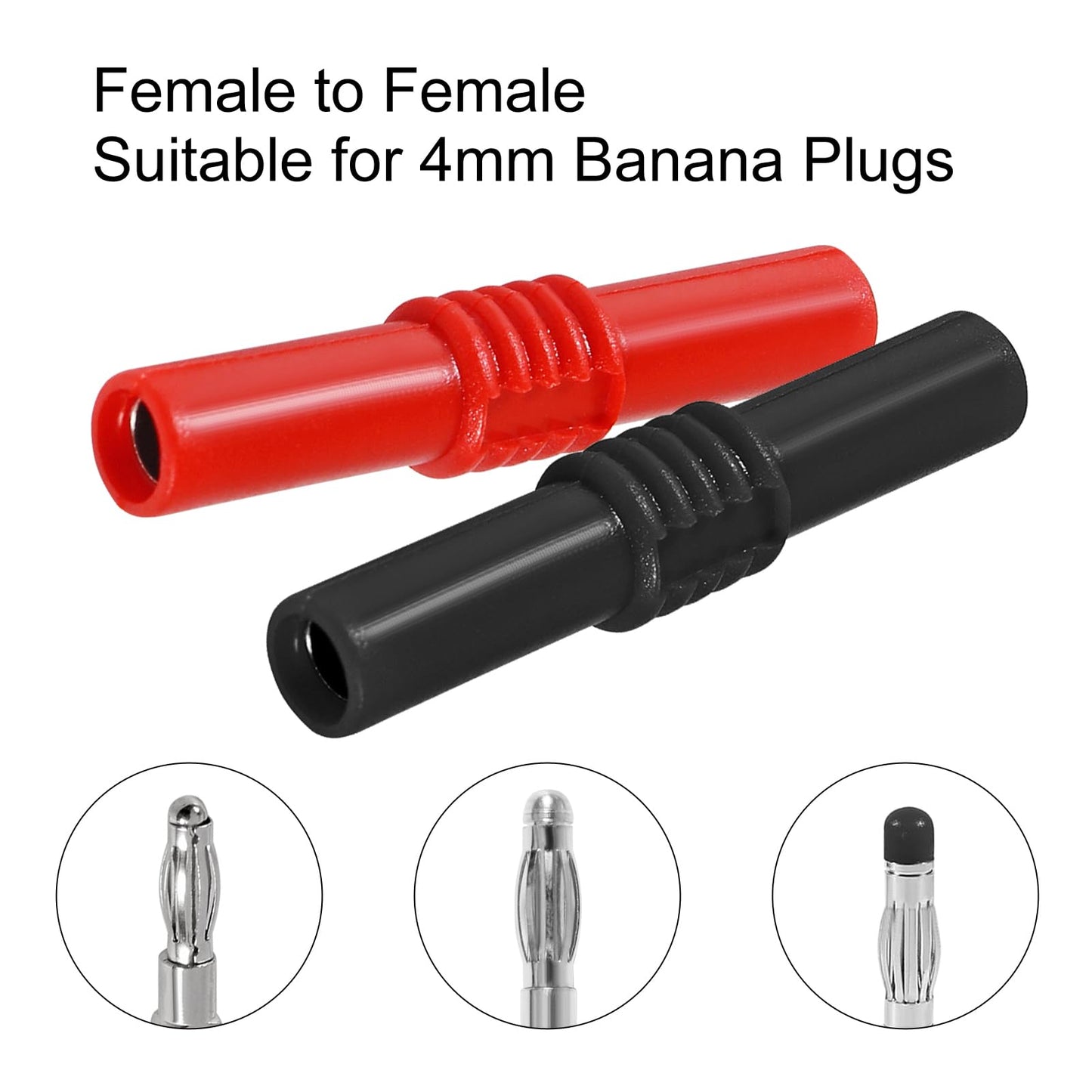 32PCS Banana Plug Jack Socket Connectors 4mm Insulated Female to Female Banana Socket Connector for 4MM Banana Plug Extension Adapter(Red and Black)