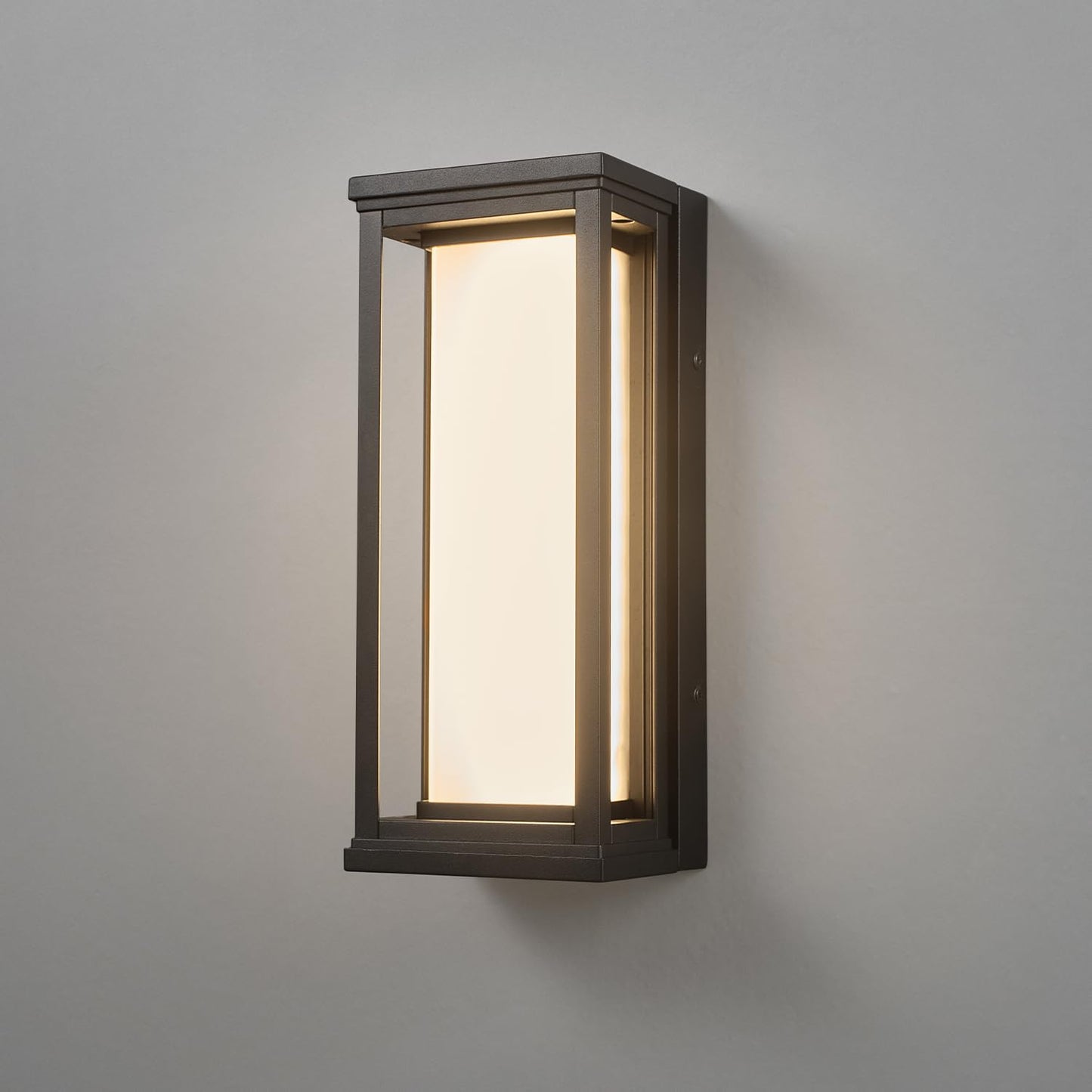 Globe Electric 12W LED Integrated Matte Black Outdoor Wall Sconce with Frosted Glass
