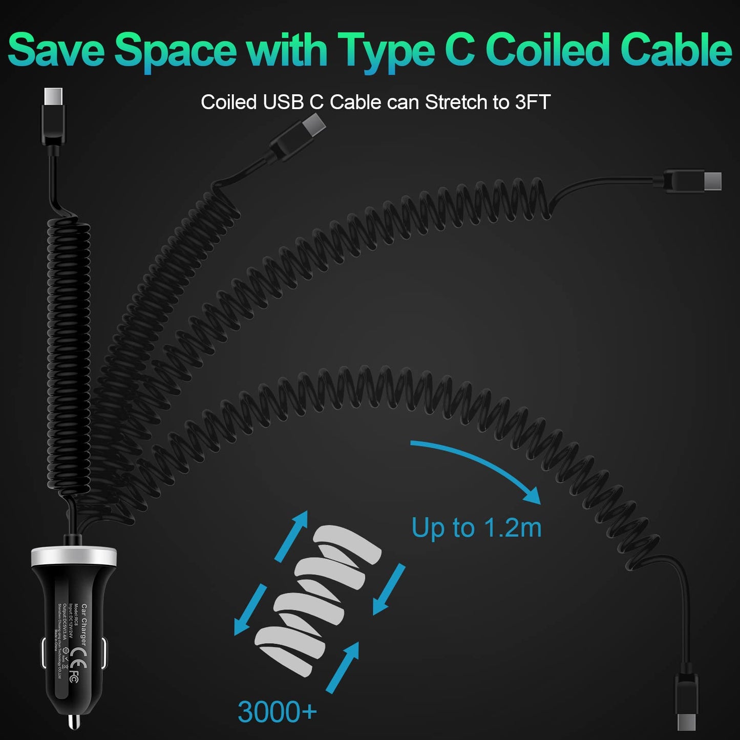 Android Type C Car Charger Fast Charging for Samsung Galaxy A17/A16/A36/A26/S25 Edge/S25FE/S25 Ultra/25 Plus/S24
