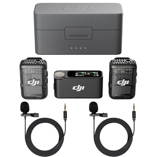 DJI Mic 2 (2 TX + 1 RX + Charging Case), All-in-one Wireless Microphone, Intelligent Noise Cancelling, for iPhone, Android, Camera Bundle with, 2x
