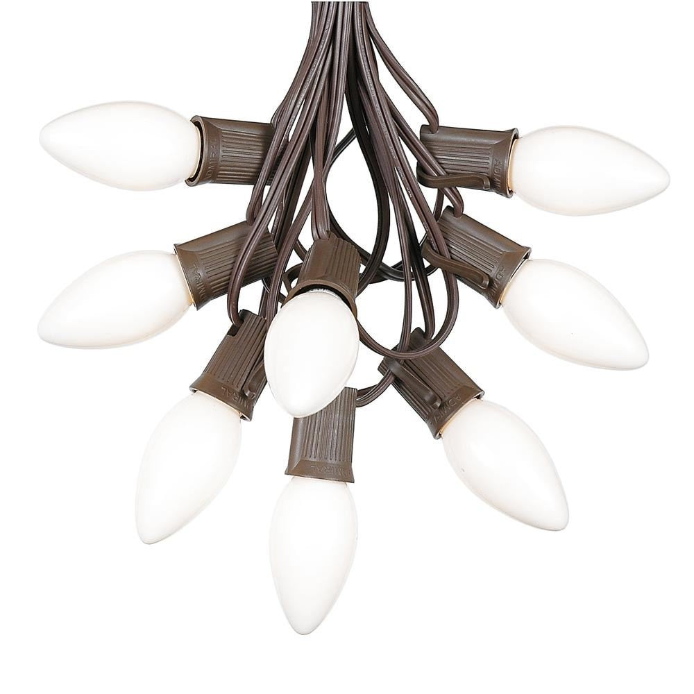 Novelty Lights 25 Foot C9 White Ceramic Christmas String Light Set - Outdoor Christmas Light String - - Opaque Christmas Bulbs - Roofline Light String