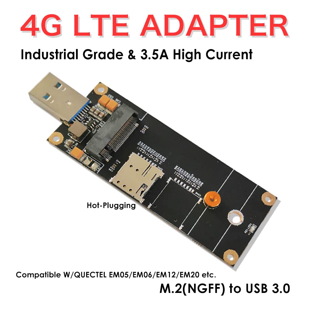 EXVIST 4G LTE Industrial M.2(NGFF) to USB3.0 Adapter W/Nano SIM Card Slot Work with 4G LTE Module Like Quectel EM05 EM06 etc. Applicable for M2M & IoT
