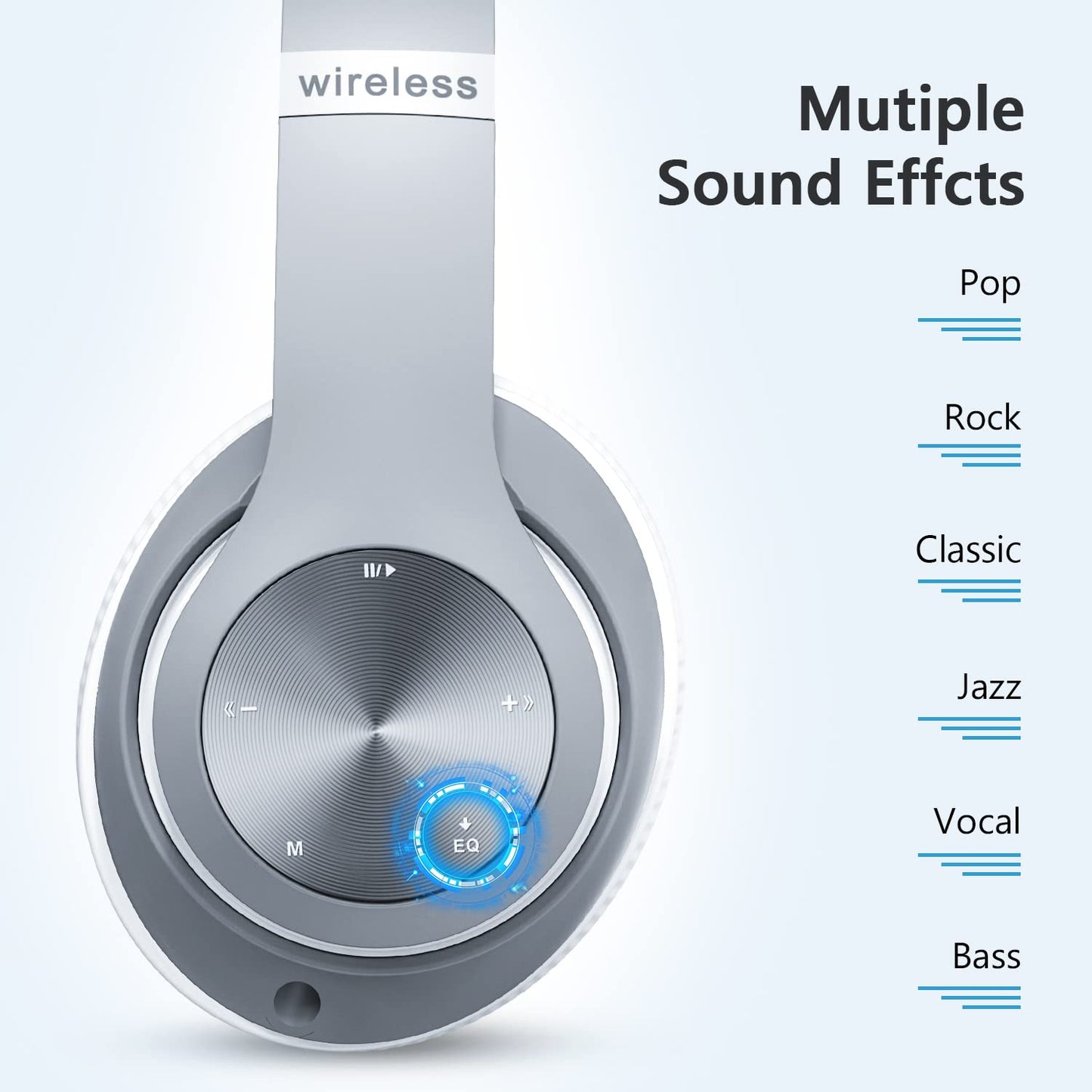 Headphones Wireless Bluetooth,60 Hours Playtime Foldable Lightweight Bluetooth Headphones Wireless Over Ear Wired Hi-Fi Stereo with 6 EQ Modes, Deep…