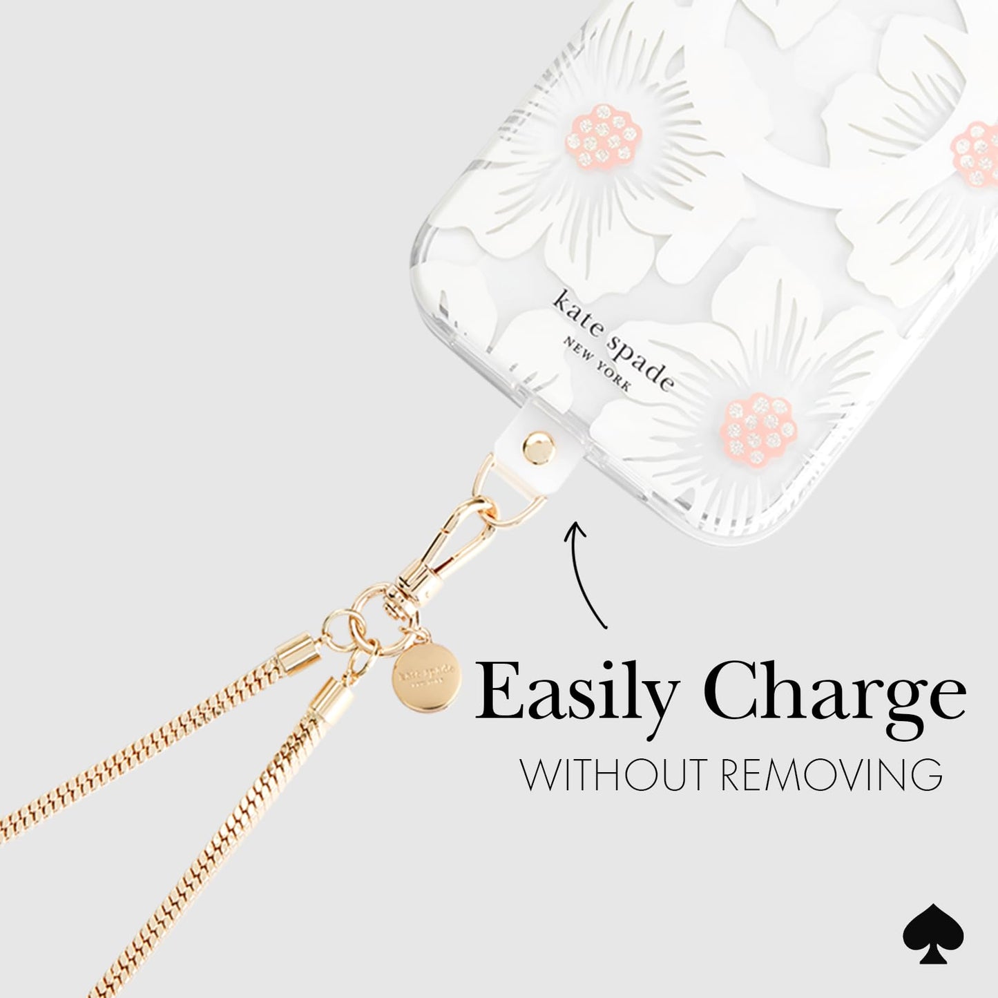 kate spade new york Crossbody Phone Chain - Detachable Neck Phone Lanyard - Heart of Gold