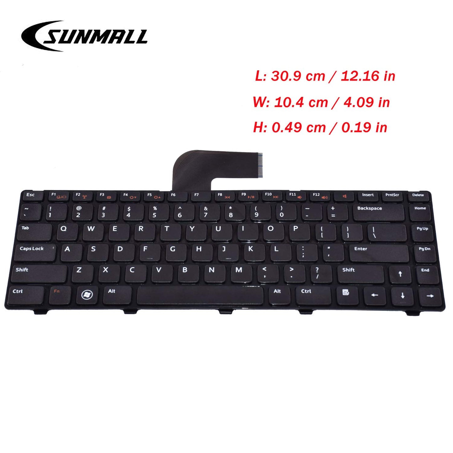 SUNMALL Keyboard Replacement with Frame Compatible with Dell Inspiron 14R N4110 N4120 M4110 N4050 N5040 N5050 M5040 M5050, VOSTRO 1440 1445 1450 1550