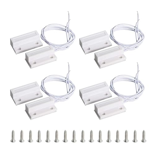 Aoje-Link RC-38A NC Wired Magnetic Door Switch Window Sensor Alarm for Home Security Access Control and Burglar Alarm Systems White 4pcs