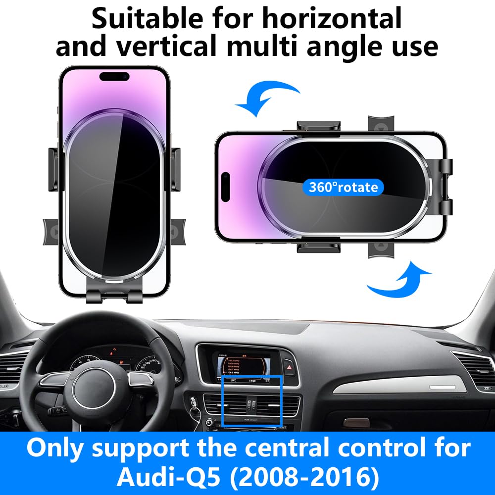 YEGZA Car Phone Holder for Audi Q5 2008-2016, Audi SQ5 2014-2017 Auto Accessories Navigation Bracket Interior Decoration Dashboard Cell Mobile Phone