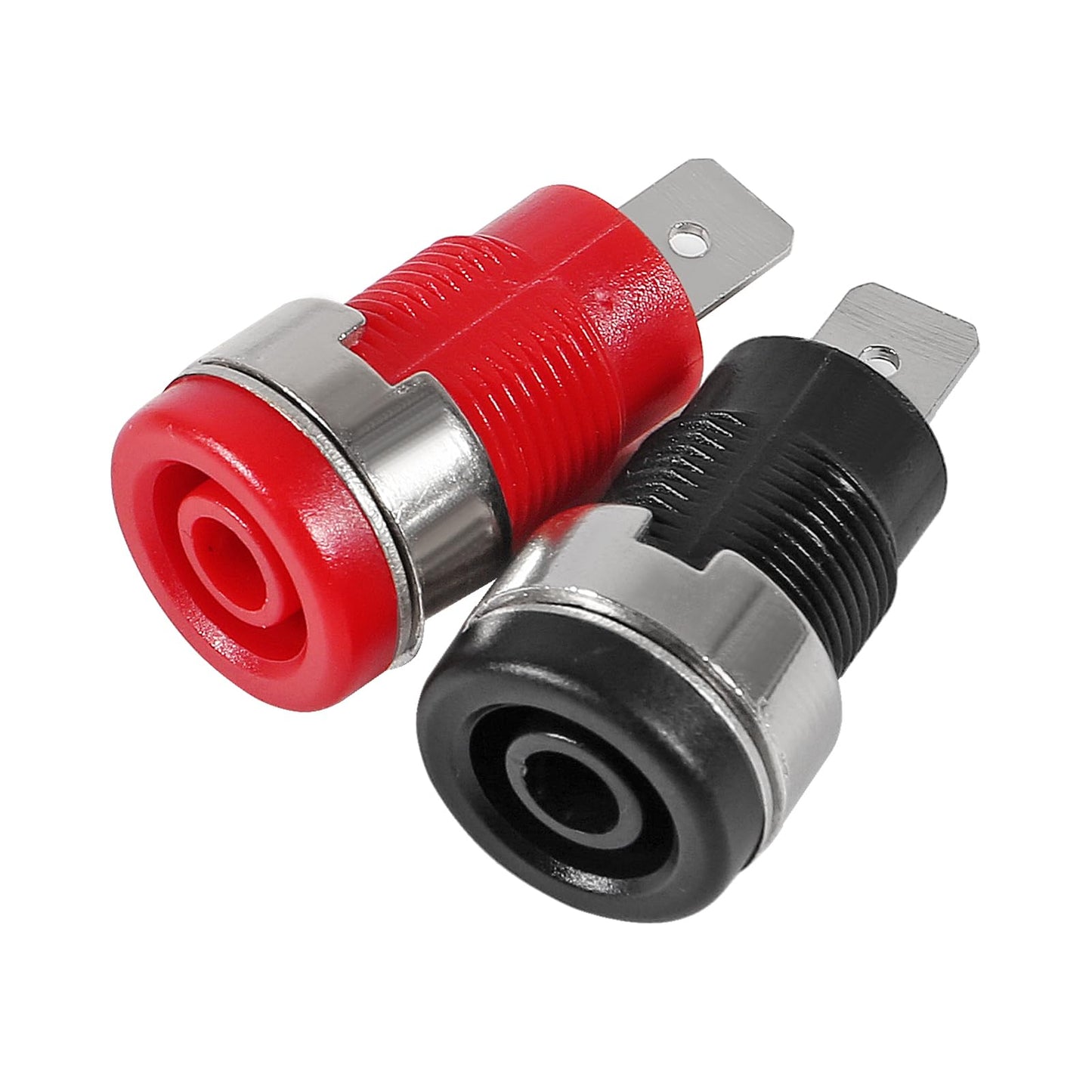 QCCAN 10PCS Black and Red 4mm Banana Female Jack Connector Banana Binding Post Panel Mount Adapter for 4mm Banana Plug Connectors (B Style)