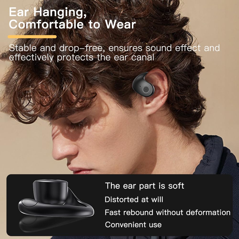 sunshot Ows Open Ear Headphones Bluetooth 5.4, Wireless Air Conduction Earbuds with Earhooks, 16mm Drivers Deep Bass, 40H Playtime, IPX5 Waterproof…