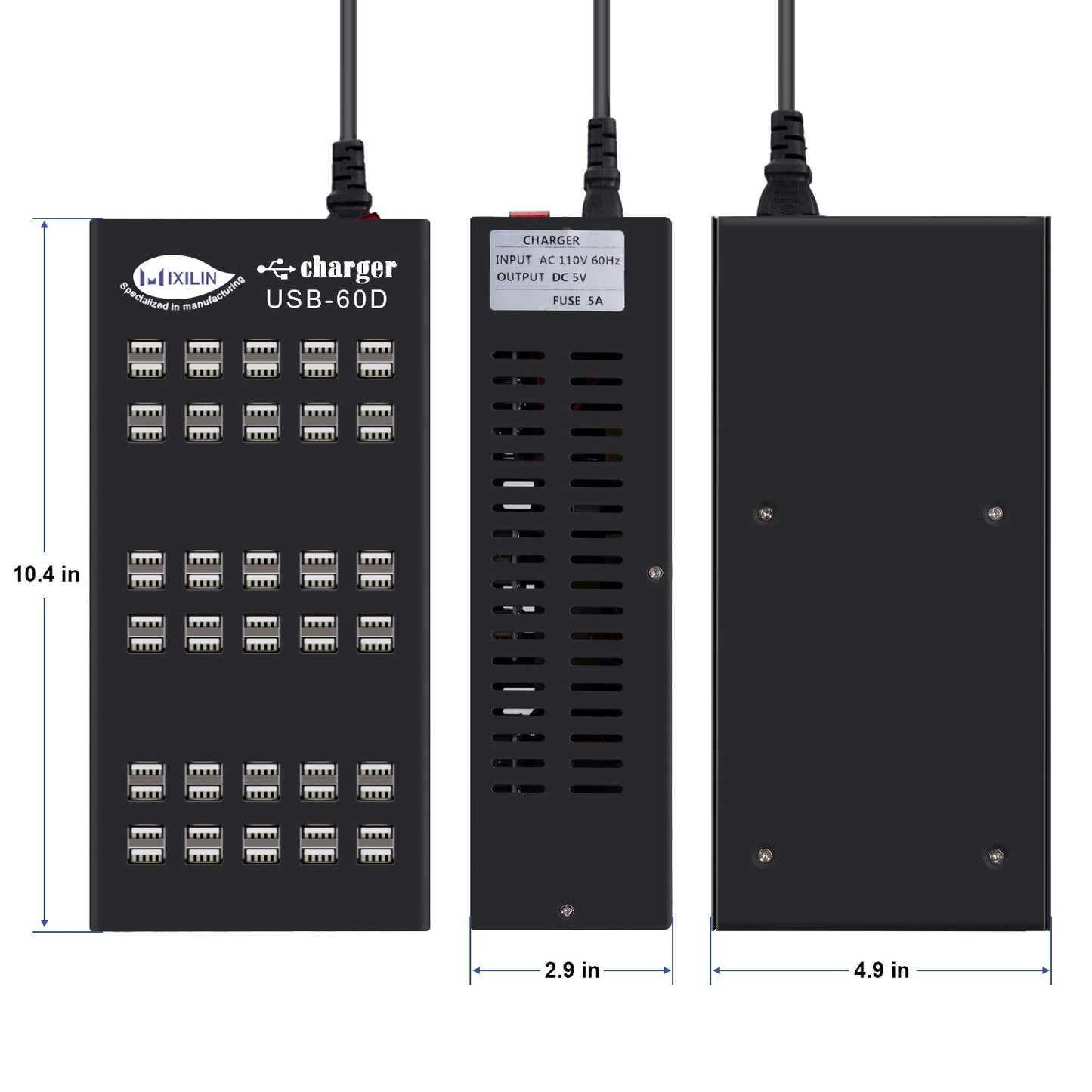 60 Ports USB Charging Station with Intelligent Protection, Multi-Port USB Charging Station Organizer for Hotel School Shopping Malls
